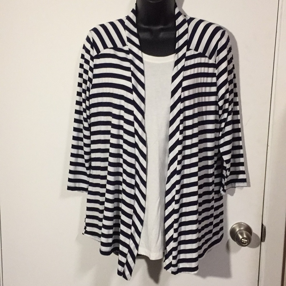 Navy and White Cardigan